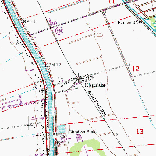 Topographic Map of Clotilda, LA