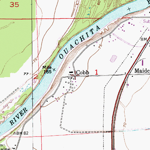 Topographic Map of Cobb, LA