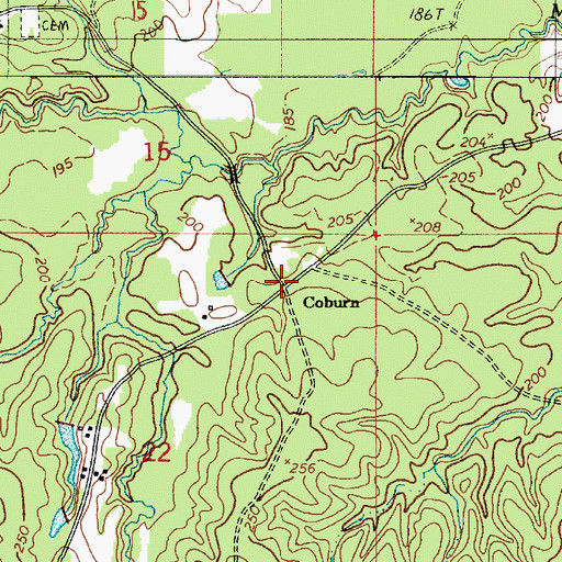 Topographic Map of Coburn, LA