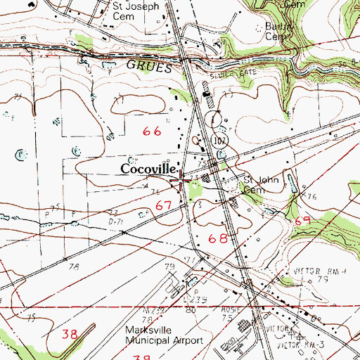 Topographic Map of Cocoville, LA