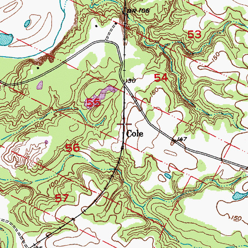 Topographic Map of Cole, LA