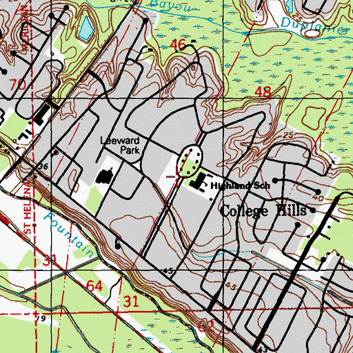 Topographic Map of College Hills, LA