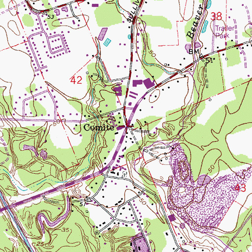 Topographic Map of Comite, LA