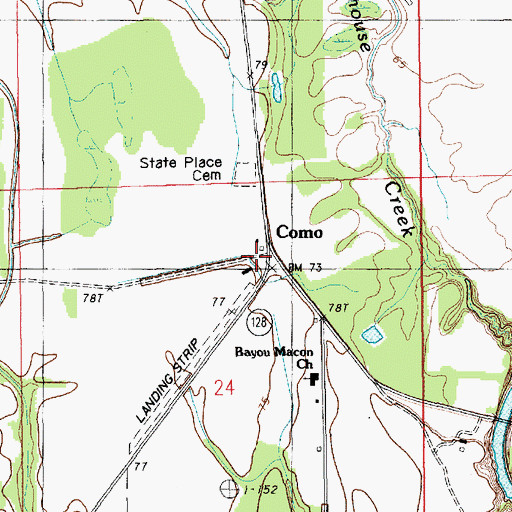 Topographic Map of Como, LA