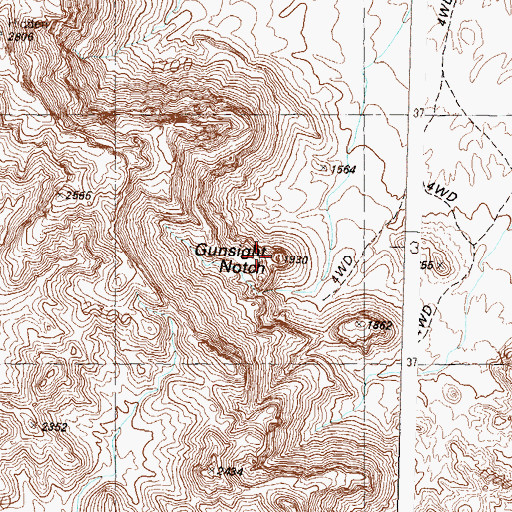 Topographic Map of Gunsight Notch, AZ