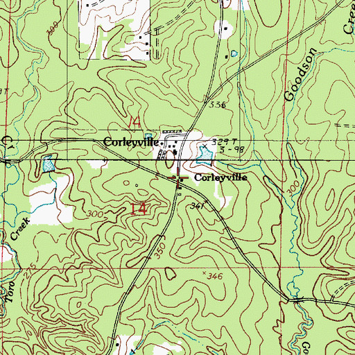 Topographic Map of Corleyville, LA