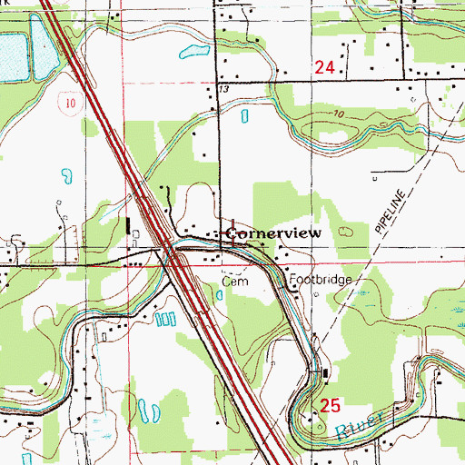 Topographic Map of Cornerview, LA