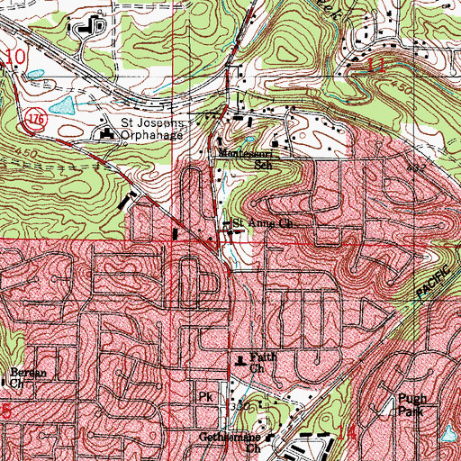 Topographic Map of Saint Anne Shrine, AR