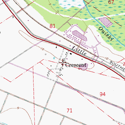 Topographic Map of Crescent, LA