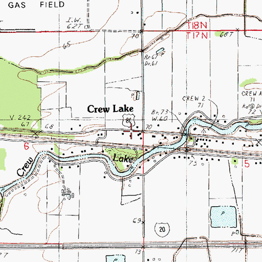 Topographic Map of Crew Lake, LA