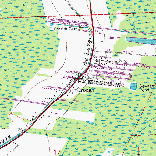 Topographic Map of Crozier, LA