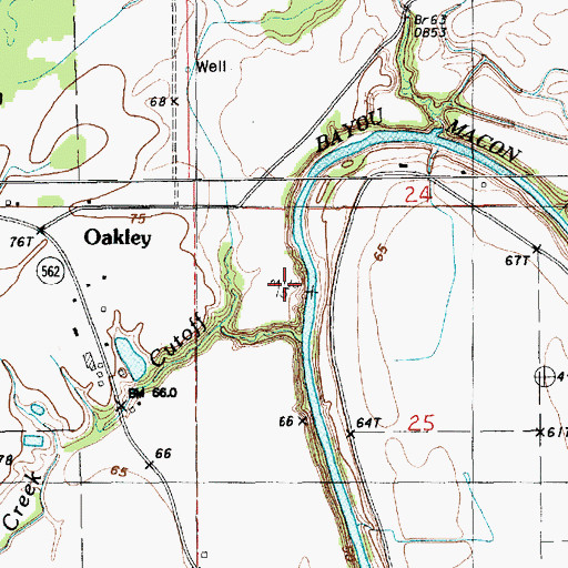 Topographic Map of Cut Off Landing, LA