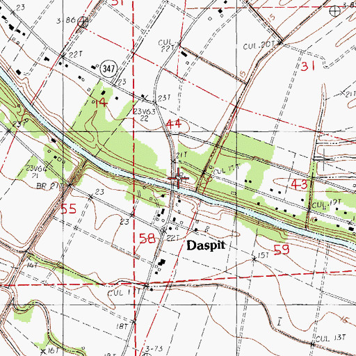 Topographic Map of Daspit, LA