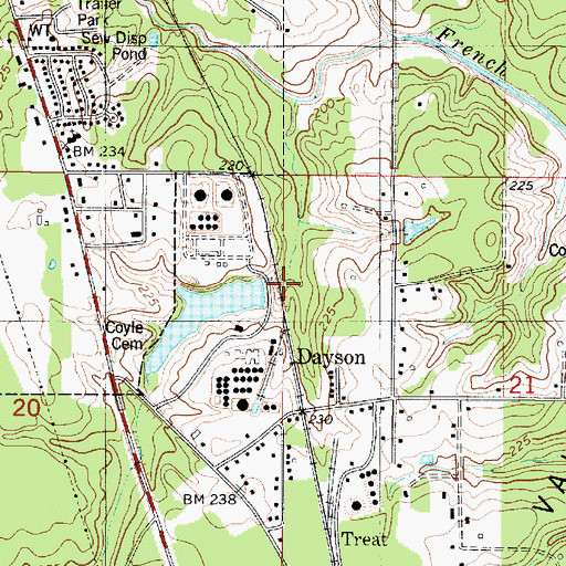 Topographic Map of Dayson, LA