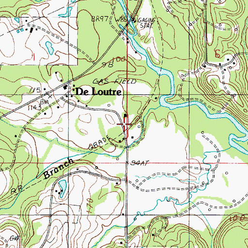 Topographic Map of De Loutre, LA