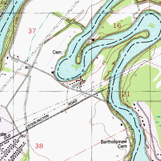 Topographic Map of De Siard, LA