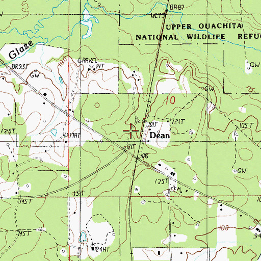 Topographic Map of Dean, LA