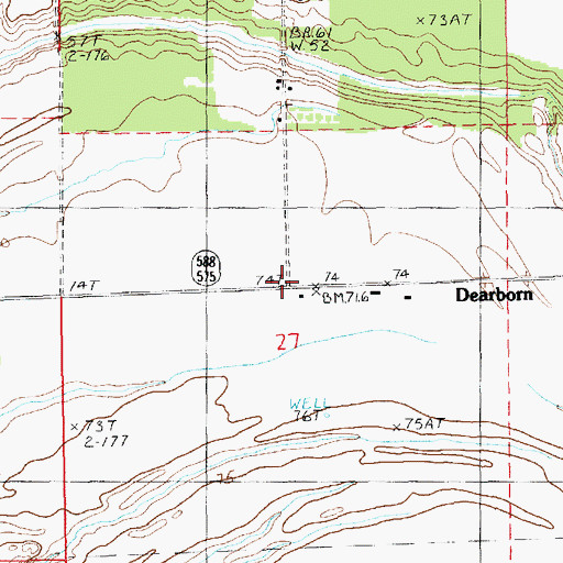 Topographic Map of Dearborn, LA
