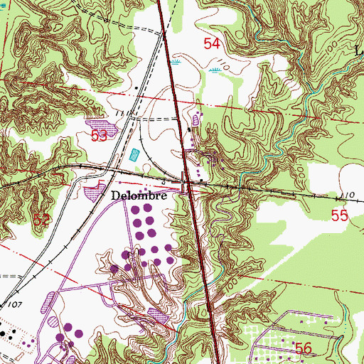 Topographic Map of Delombre, LA
