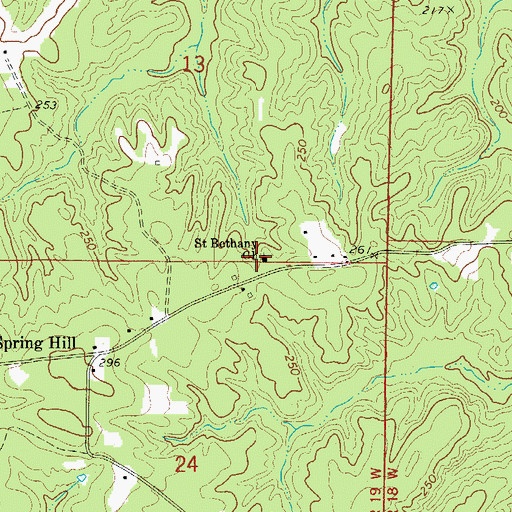 Topographic Map of Saint Bethany Church, AR