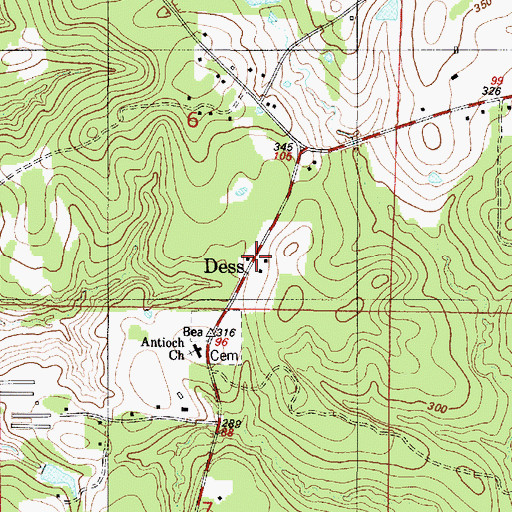 Topographic Map of Dess, LA