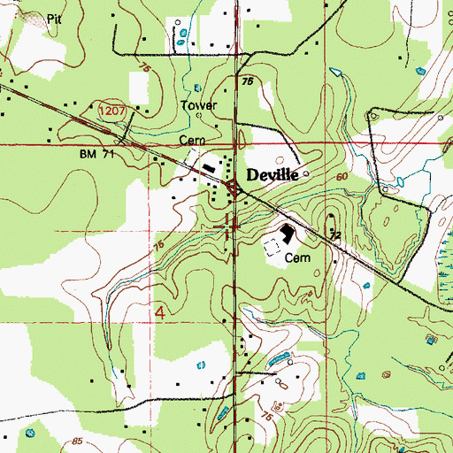 Topographic Map of Deville, LA