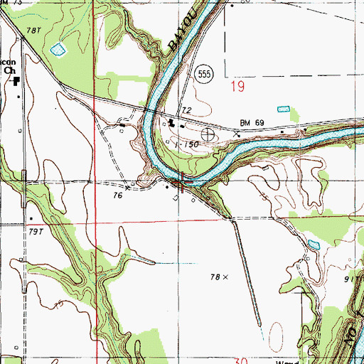 Topographic Map of Dickey Landing, LA