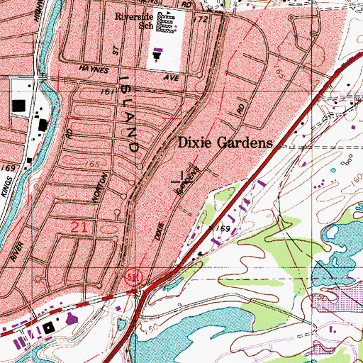 Topographic Map of Dixie Gardens, LA