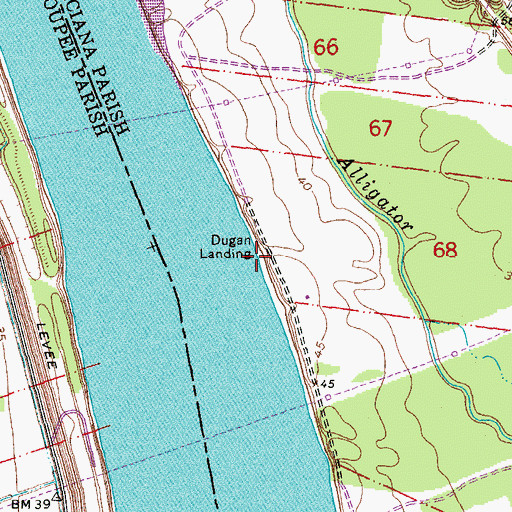 Topographic Map of Dugan Landing, LA