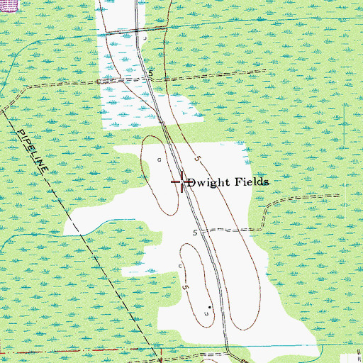 Topographic Map of Dwight Fields, LA