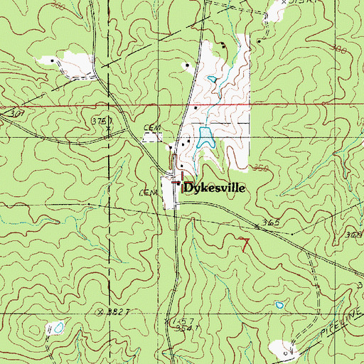 Topographic Map of Dykesville, LA
