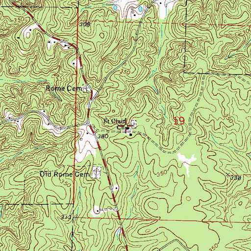 Topographic Map of Saint Clair Church, AR