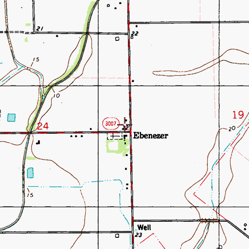 Topographic Map of Ebenezer, LA