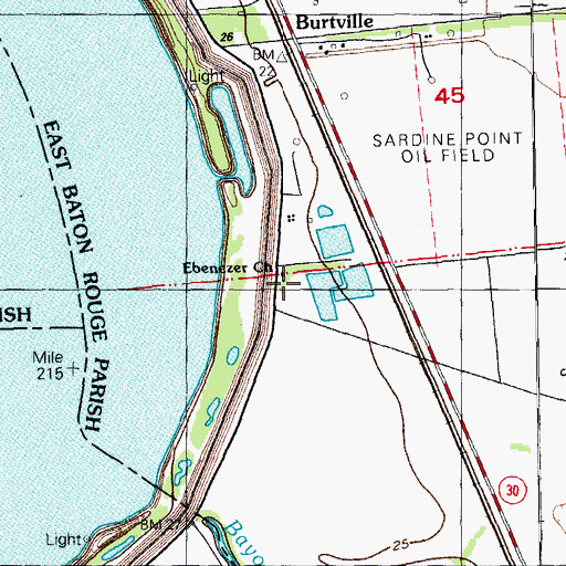 Topographic Map of Ebenezer Church, LA