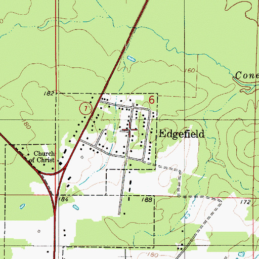 Topographic Map of Edgefield, LA