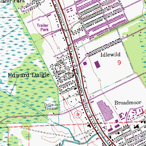 Topographic Map of Edward Daigle, LA