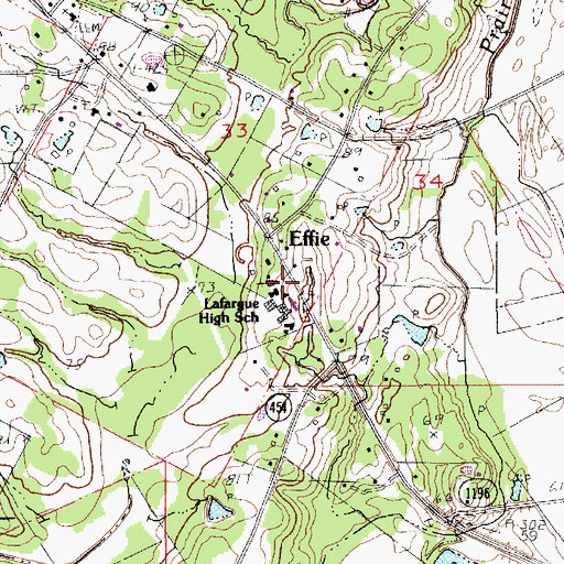 Topographic Map of Effie, LA