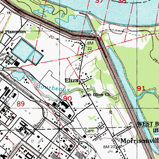 Topographic Map of Eliza, LA