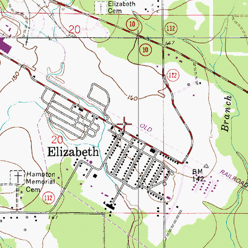 Topographic Map of Elizabeth, LA