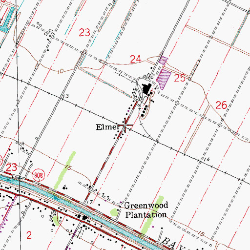 Topographic Map of Elmer, LA