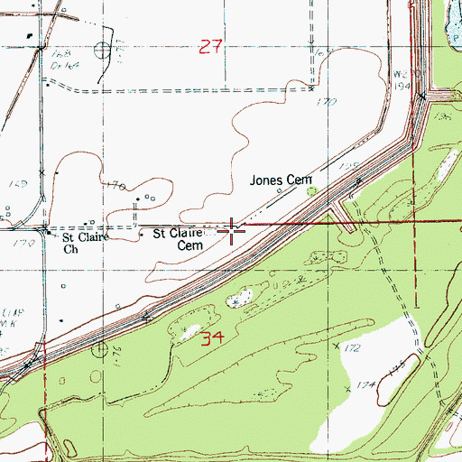Topographic Map of Saint Claire Cemetery, AR