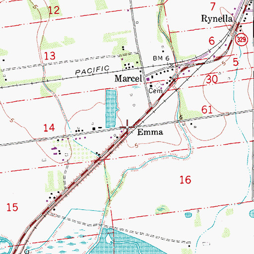 Topographic Map of Emma, LA