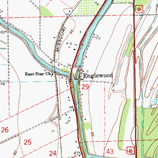 Topographic Map of Englewood, LA