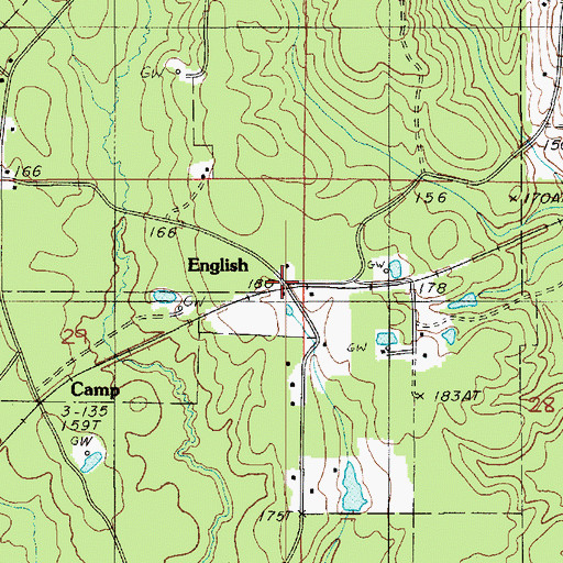 Topographic Map of English, LA