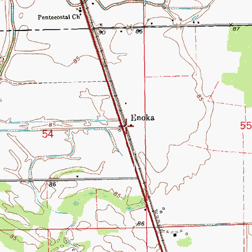 Topographic Map of Enoka, LA
