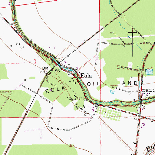 Topographic Map of Eola, LA