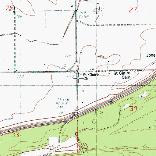 Topographic Map of Saint Claire Church, AR