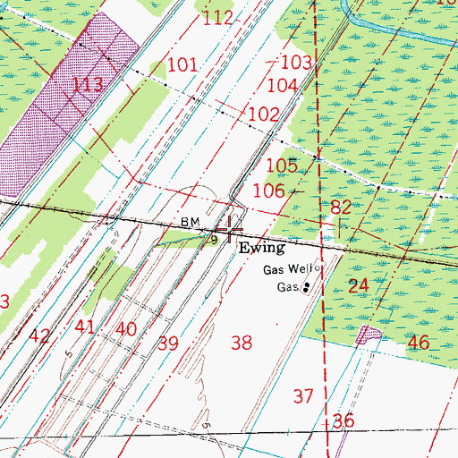 Topographic Map of Ewing, LA