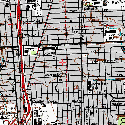Topographic Map of Fairfield School (historical), LA