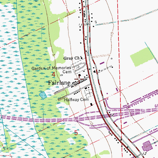 Topographic Map of Fairlane, LA